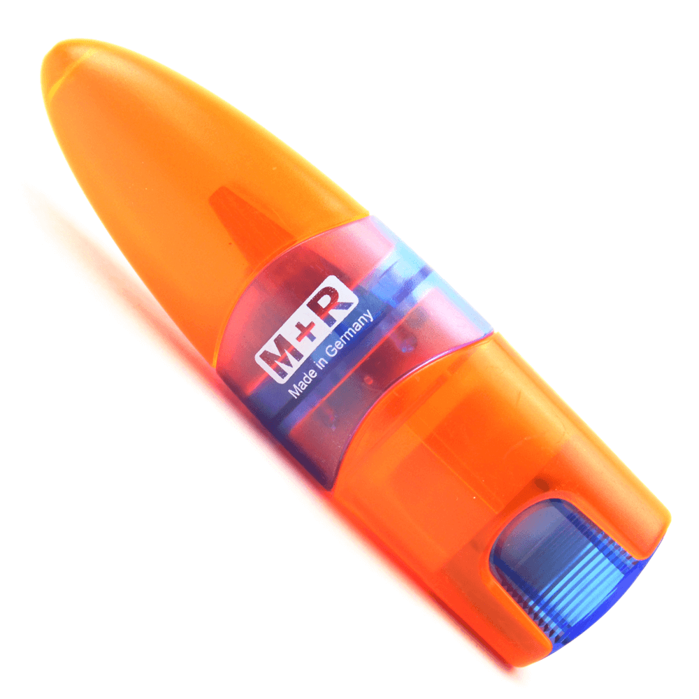 Apontador com Depósito e Borracha M+R Laranja